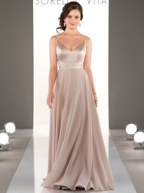 V-neck Floor Length bridesmaid dress Sorella Vita 9088