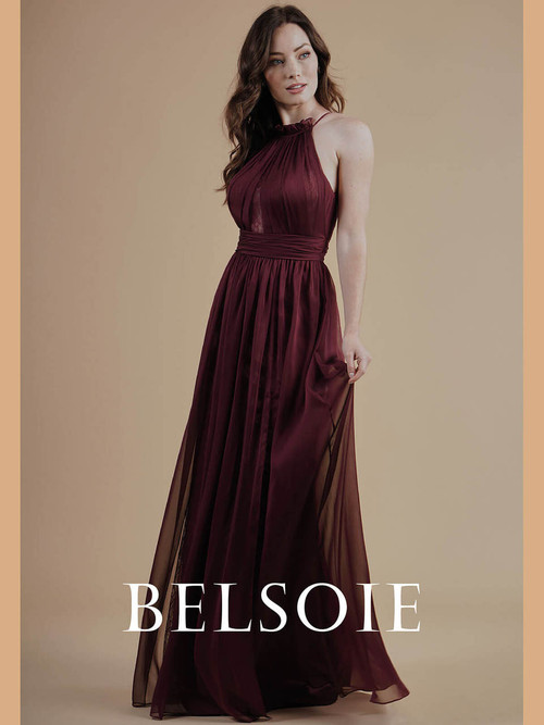 High Neckline bridesmaid dress Belsoie L214004