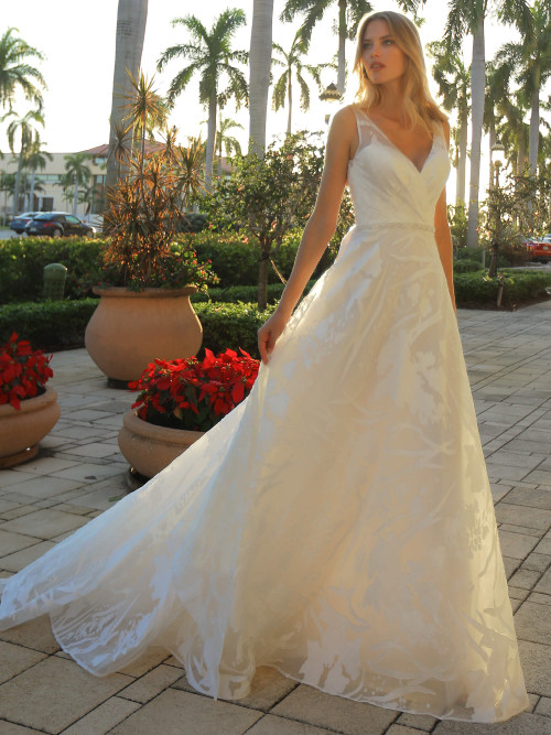 Plunging V-neck wedding dress Randy Fenoli