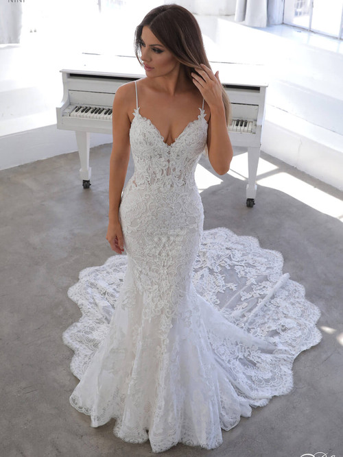 Spaghetti Strapped Bridal Gown by Enzoani Blue Nini