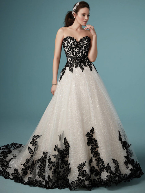 strapless black lace wedding dress maggie sottero tristyn