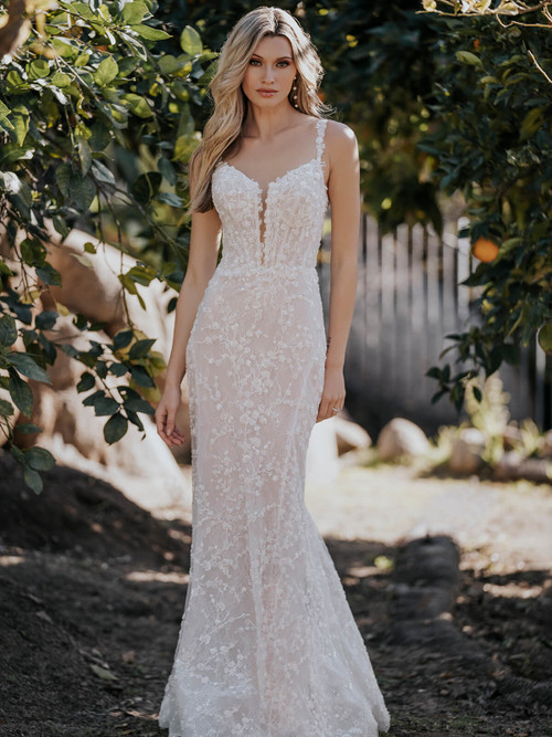 Sheath Beaded Allure Bridals Wedding Dress A1154