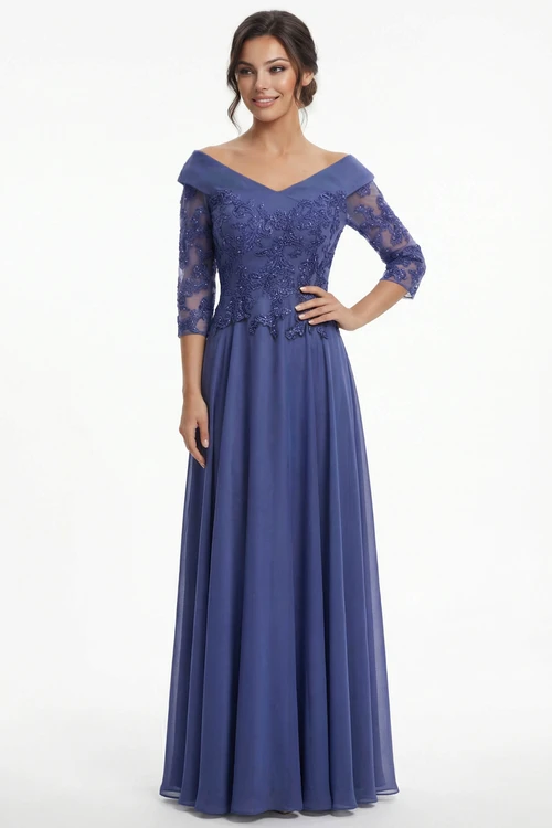 Front view of Jade Couture K288068 chiffon mother of the bride gown
