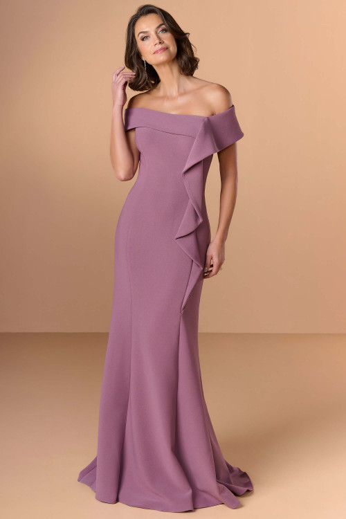 Front view of Christina Wu Elegance 17286 French Lavender crepe mother of the bride dress.