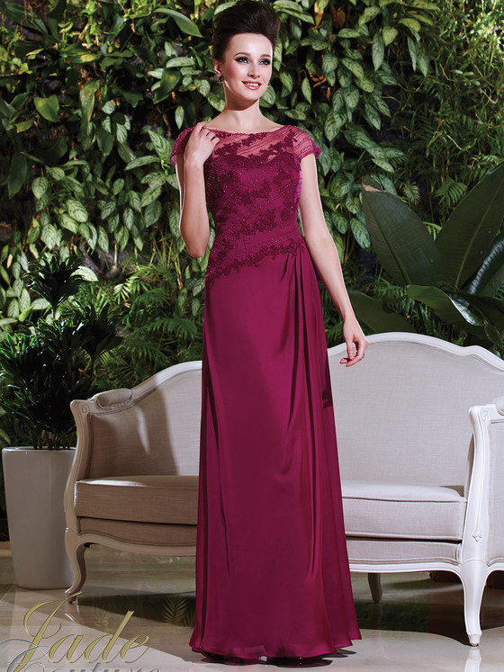Cap Sleeves Sheer And Lace Mother Of The Bride Dress Jade Couture K168018 Cap Sleeves Sheer And Lace Mother Of The Bride Dress Jade Couture K168018
