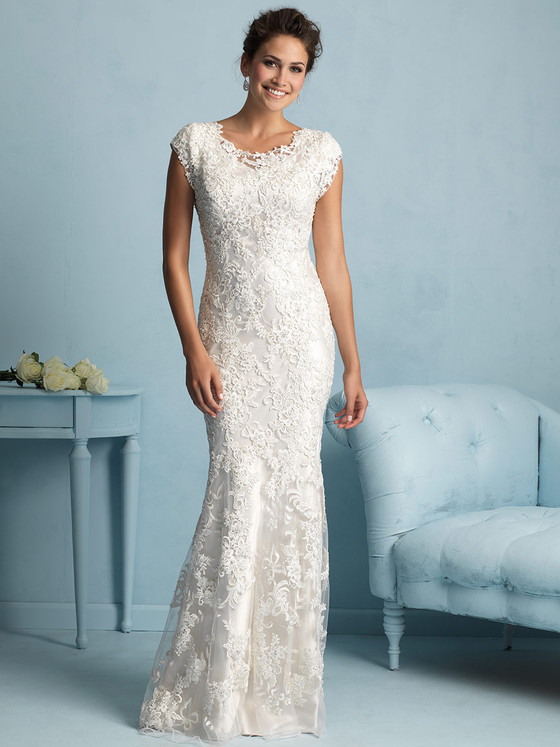 Form-Fitting Lace Allure Modest Wedding Dress M536 Form-Fitting Lace Allure Modest Wedding Dress M536