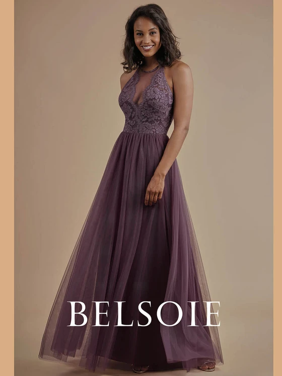 Halter Neckline bridesmaid dress Belsoie L214010