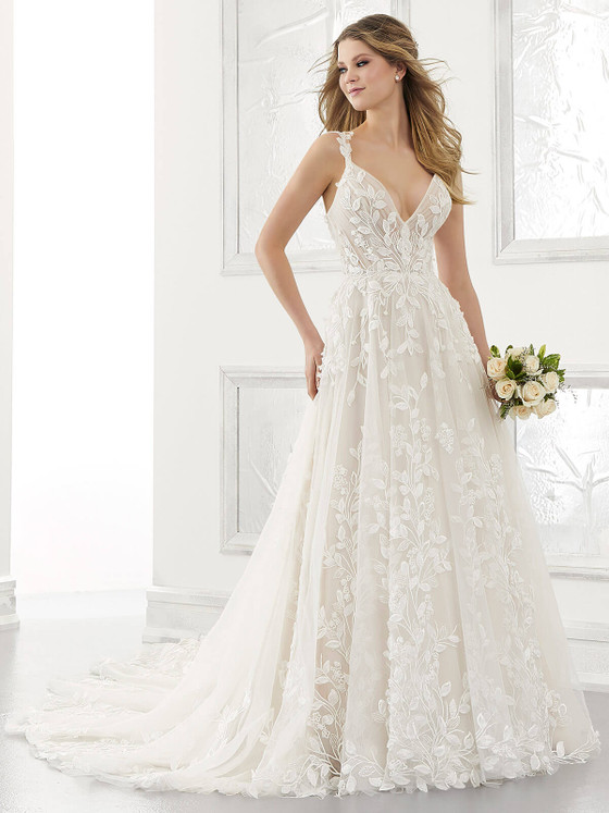 Front view Morilee Adelaide 2171 3D floral A-line wedding dress