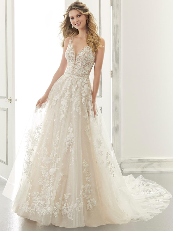 V-neck Morilee Bridal Gown Ana 2179 V-neck Morilee Bridal Gown Ana 2179