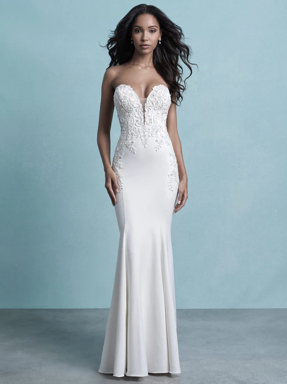 Front view of Allure Bridals 9776 beaded lace wedding dress
