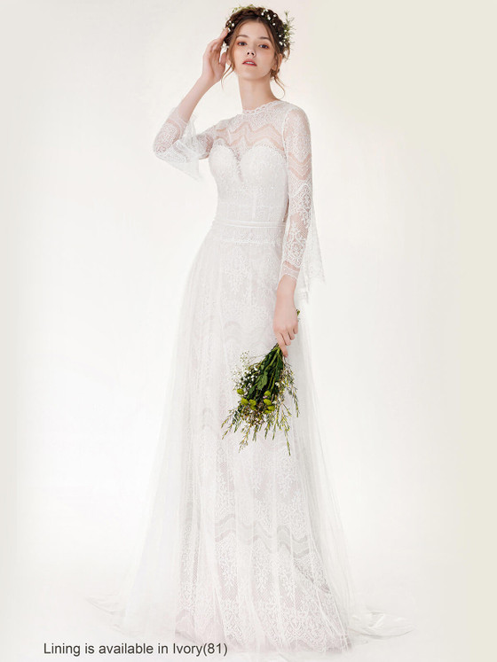 Illusion Neckline Bridal Gown by Chic Nostalgia Eda 001500017 Illusion Neckline Bridal Gown by Chic Nostalgia Eda 001500017