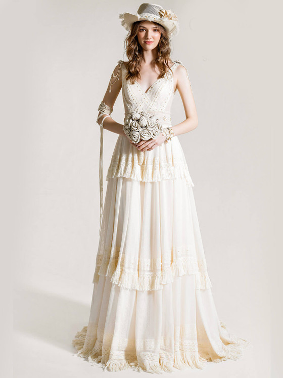 Fringe Bridal Gown by Chic Nostalgia Willow 001500034 Fringe Bridal Gown by Chic Nostalgia Willow 001500034