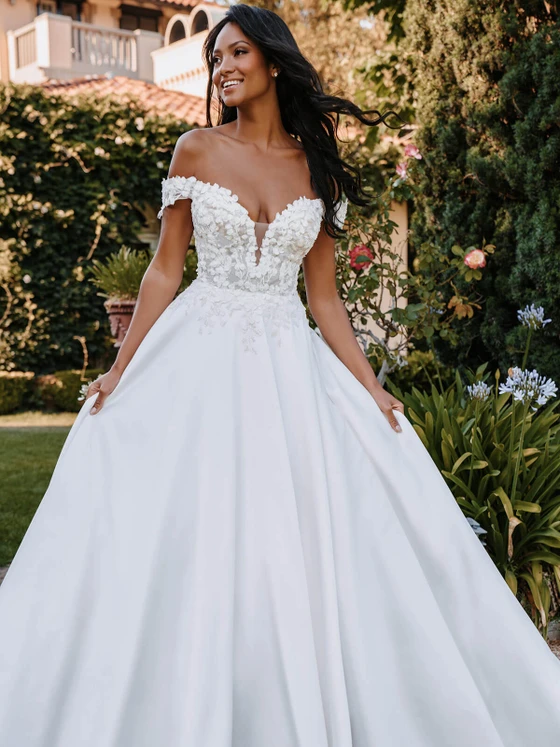 Front view of Allure Bridals 9908 satin A-line wedding dress