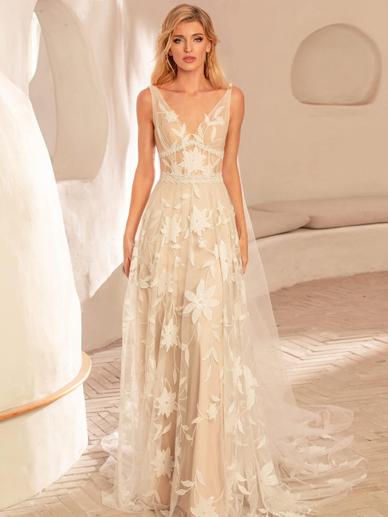 A-line Chic Nostalgia Wedding Dress Coral A-line Chic Nostalgia Wedding Dress Coral