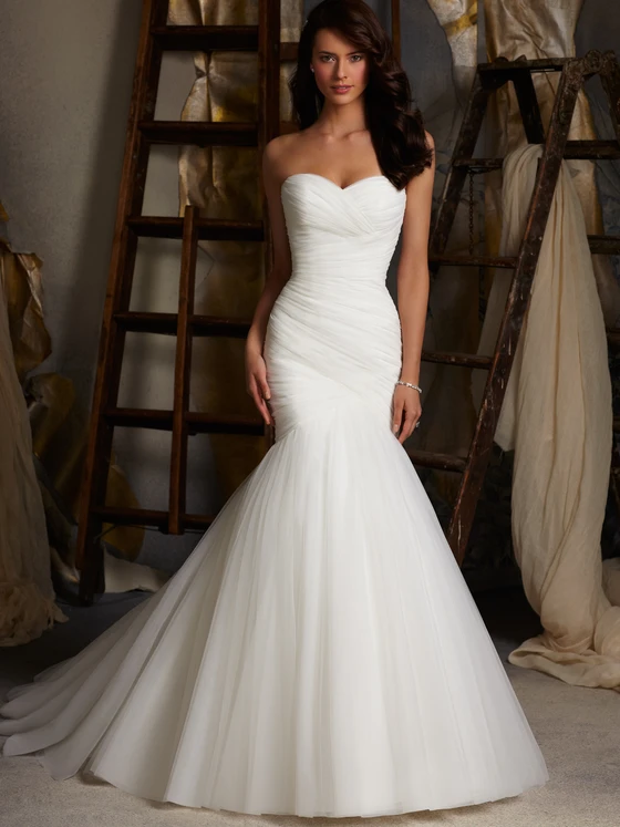 Front view of Morilee 5108 strapless mermaid wedding dress