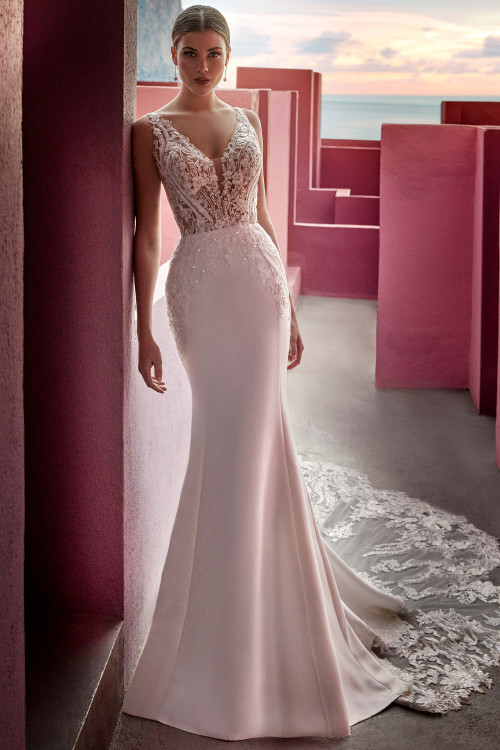 Plunging V-neckline Madison James Wedding Gown Liberty MJ808 Plunging V-neckline Madison James Wedding Gown Liberty MJ808