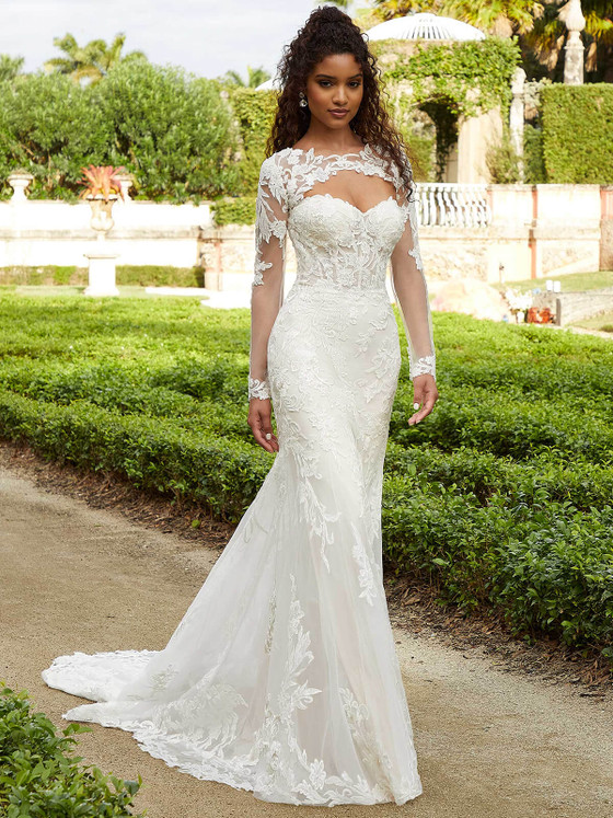 Front view Morilee Fabrizia 2465 detachable jacket wedding dress