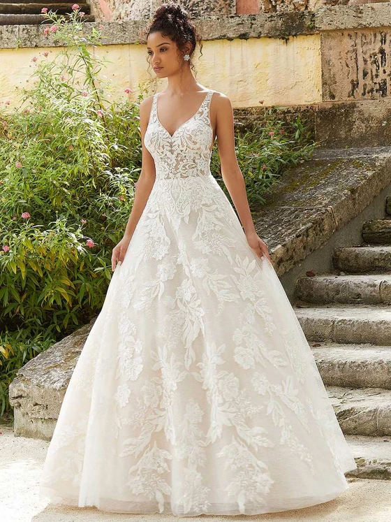 Front view Morilee Felicia 2466 A-line lace wedding dress