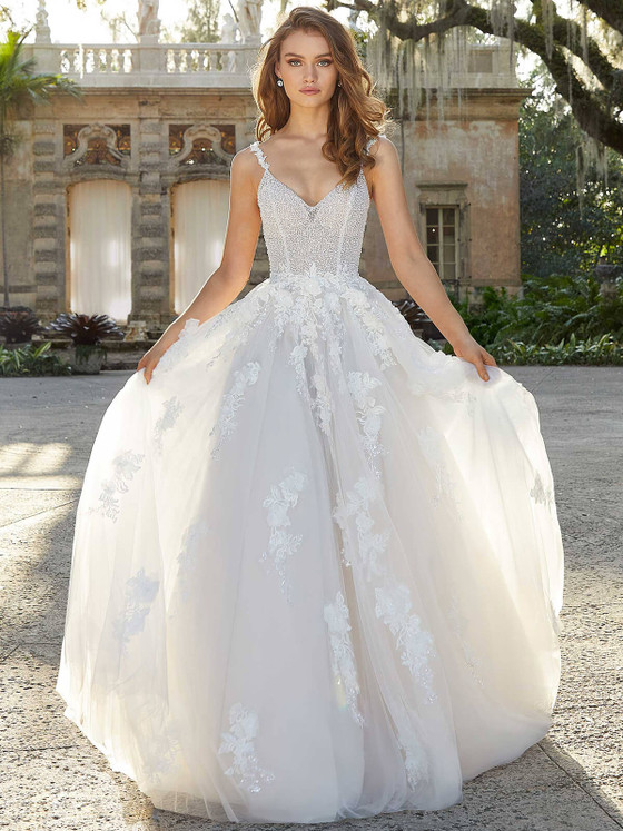 Front view Morilee Florence 2485 pearl beaded A-line wedding dress