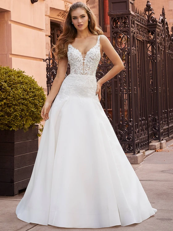 Front view Morilee Julia 2522 satin organza A-line wedding dress