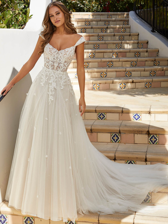 3D Floral Scooped neckline Morilee Wedding Gown Marguerite 2545 3D Floral Scooped neckline Morilee Wedding Gown Marguerite 2545