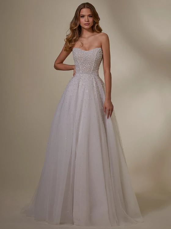 Front view of Morilee Maritza 2555 crystal beaded A-line wedding dress