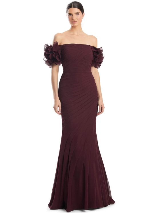 burgundy sheer dress Thalia | Burgundy High-Neck Midi Dress With Sheer Mesh Cape main image 0