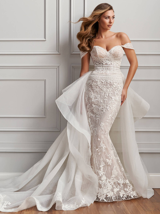 Ruffled Overlay Martin Thornburg Bridal Dress Lorena MT1407 Ruffled Overlay Martin Thornburg Bridal Dress Lorena MT1407