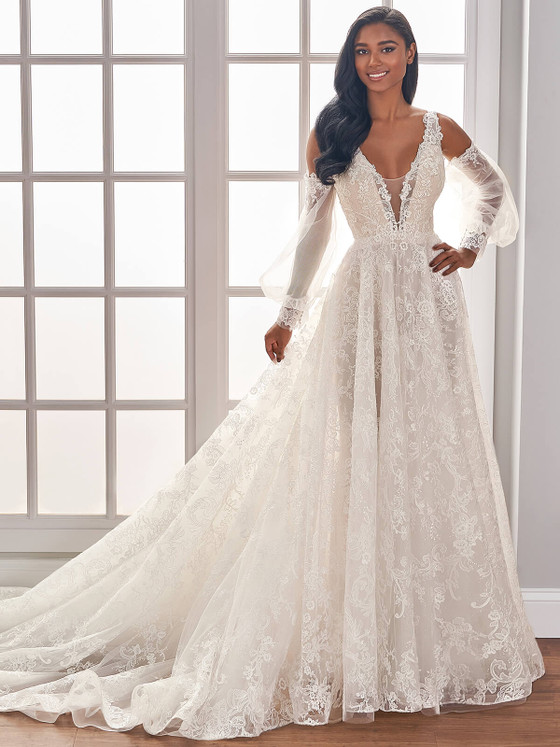 V-Back Lace Martin Thornburg Bridal Dress Misty MT1414 V-Back Lace Martin Thornburg Bridal Dress Misty MT1414