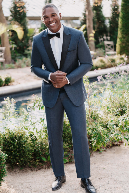 Denim slim tuxedo with matching denim blue pants Denim slim tuxedo with matching denim blue pants
