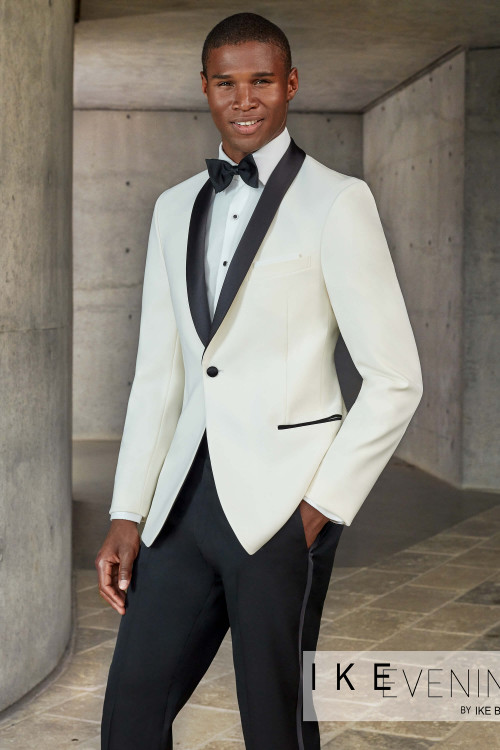 ivory slim fit tuxedo jacket with slimming black lapel ivory slim fit tuxedo jacket with slimming black lapel