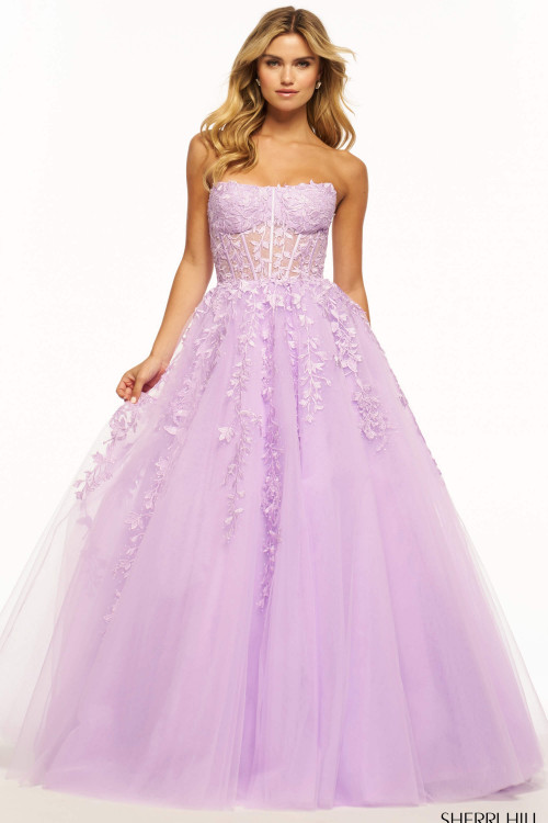 Strapless lace ballgown by Sherri Hill Strapless lace ballgown by Sherri Hill