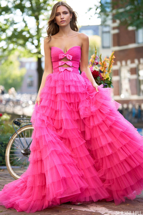 polka dot ballgown with tiered ruffle skirt polka dot ballgown with tiered ruffle skirt