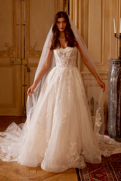 Stunning A-line gown with romantic sparkle tulle and beading Stunning A-line gown with romantic sparkle tulle and beading
