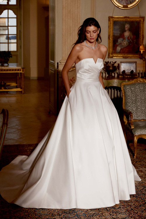 Sophisticated A-Line Mikado Bridal Gown with Pockets Sophisticated A-Line Mikado Bridal Gown with Pockets