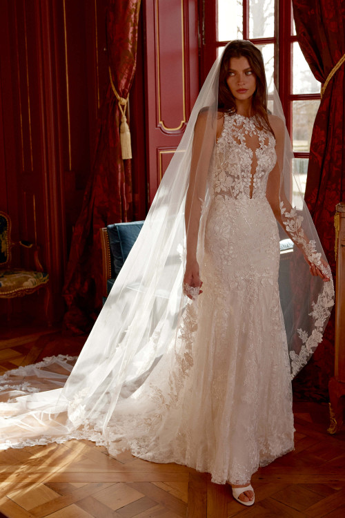 Elegant fit-and-flare silhouette with vintage lace Elegant fit-and-flare silhouette with vintage lace