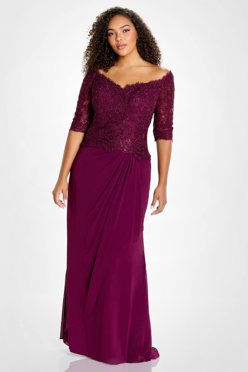 Plus Size Wine Front Montage 220942 Plus Size Wine Front Montage 220942