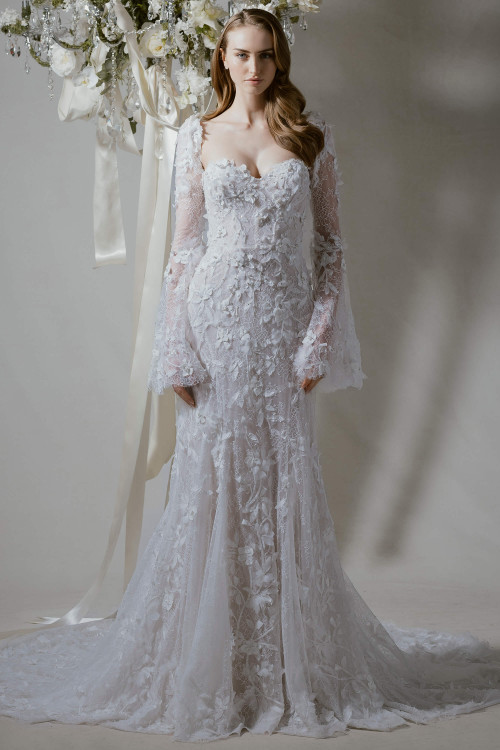 Morilee Fleurine wedding gown front view with sweetheart neckline and fit and flare silhouette