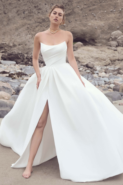 Maggie Sottero Aspen wedding gown front view A-line Mikado slit