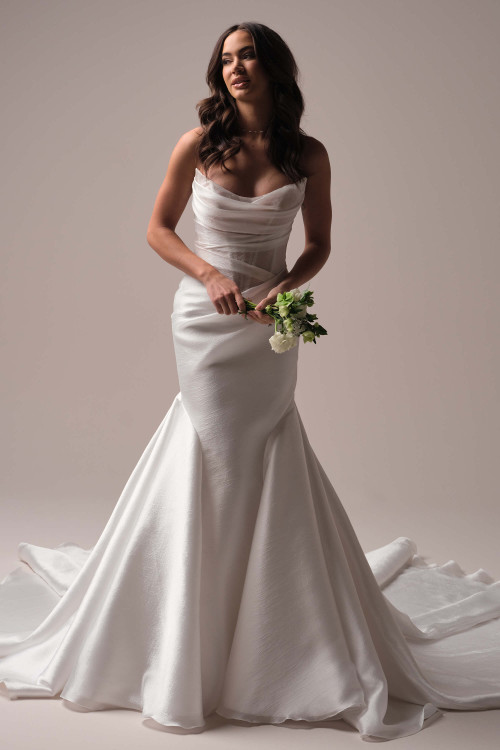 Maggie Sottero Lagos wedding gown front view mermaid organza