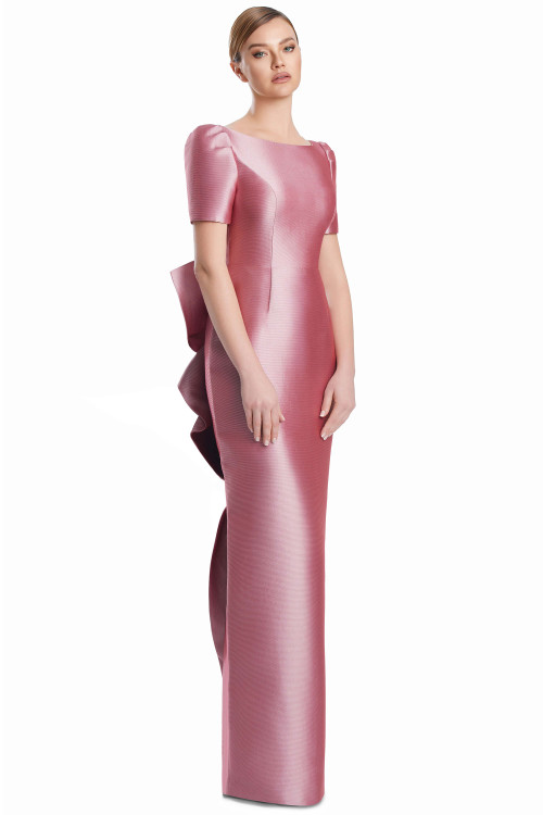 Front view of Alexander by Daymor 3202 strawberry ice Mikado mother of the bride dress