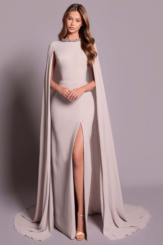 Front view of mink Tarik Ediz Adeline cape mother gown