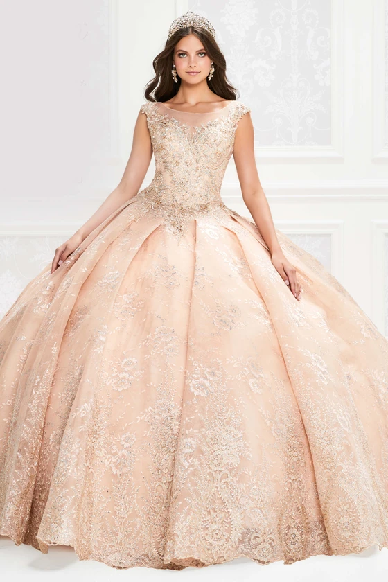 Princesa PR12002 Champagne Multi quinceanera gown front view