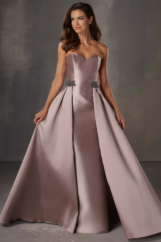 Front view of Christina Wu Elegance 17246 mink Mikado mother of the bride dress