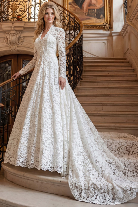 Randy Fenoli Lacy Wedding Gown