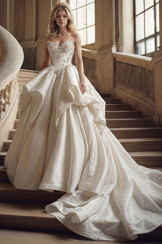 Front view of Randy Fenoli Lux Mikado ball gown wedding dress