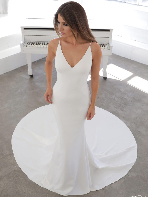 Spaghetti Strapped Bridal Gown by Enzoani Blue Nelia Spaghetti Strapped Bridal Gown by Enzoani Blue Nelia