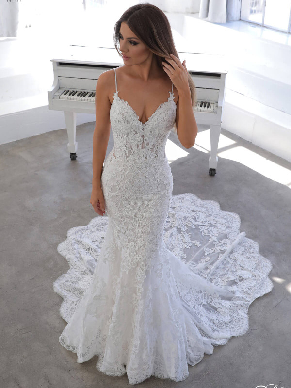 Spaghetti Strapped Bridal Gown by Enzoani Blue Nini Spaghetti Strapped Bridal Gown by Enzoani Blue Nini