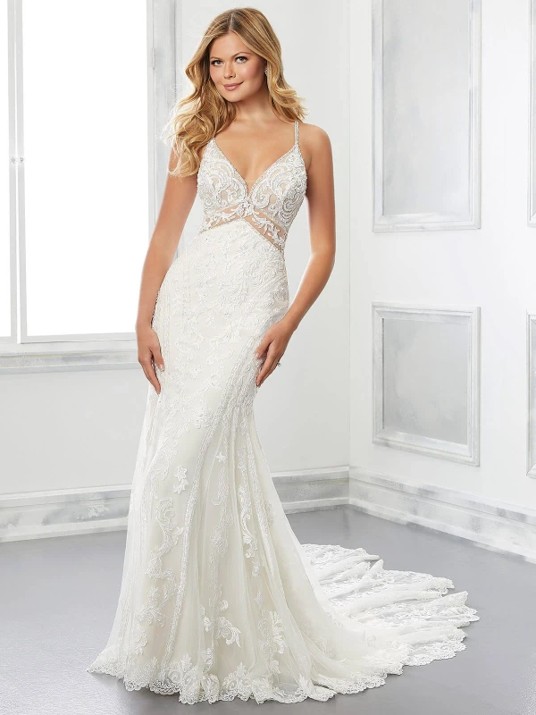 Front view Morilee Blaire 2301 keyhole back fit and flare wedding dress