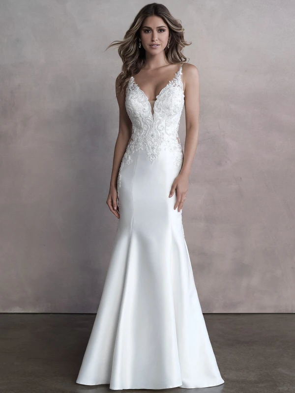 Front view of Allure Bridals 9805 Satin Mikado wedding dress